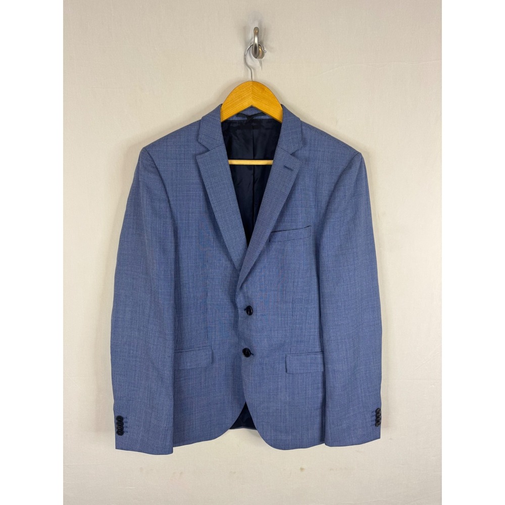 Hugo Boss Lanificio Carlo Barbera Blue Micro Check Stretch Wool Blazer 38R